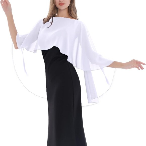 Women's Capelet Shawls and Wraps for Evening Dresses Soft Bridesmaid Shawl Chiff - Picture 6 of 6